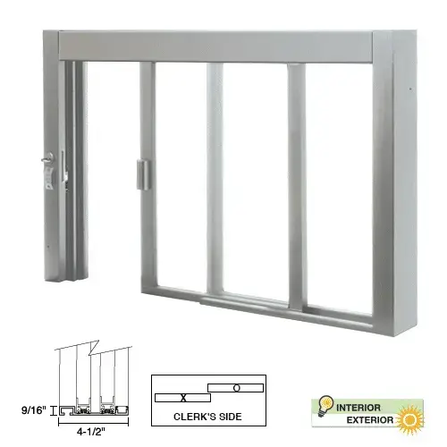 Standard Size Self-Closing Deluxe Service Window Unglazed with Half-Track Satin Anodized Standard Size Self-Closing Deluxe Service Window Unglazed with Half-Track Satin Anodized