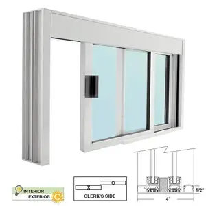 CRL DW4836X0GA Standard Size Manual DW Deluxe Service Window Glazed with Half-Track Satin Anodized