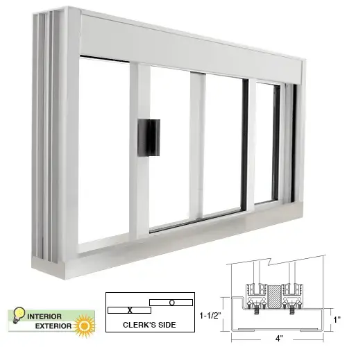 Standard Size Manual DW Deluxe Service Window Unglazed with S.S.Step-Sill Satin Anodized Standard Size Manual DW Deluxe Service Window Unglazed with S.S.Step-Sill Satin Anodized