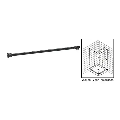 Matte Black Frameless Shower Door Fixed Panel Wall-To-Glass Support Bar for 3/8" to 1/2" Thick Glass Matte Black Frameless Shower Door Fixed Panel Wall-To-Glass Support Bar for 3/8" to 1/2" Thick Glass