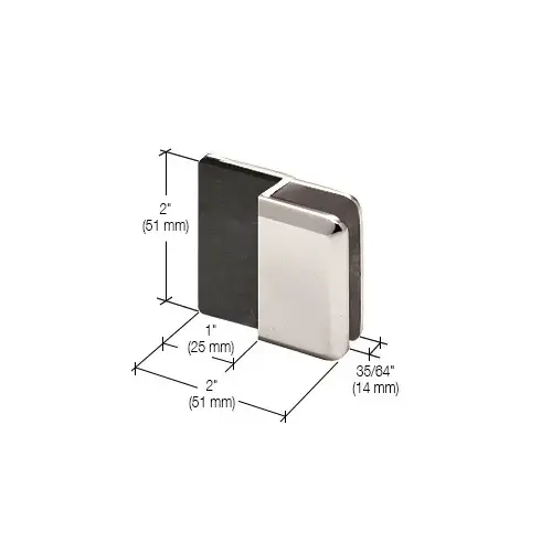 Polished Chrome Beveled Door Stop for 1/2" Glass Polished Chrome Beveled Door Stop for 1/2" Glass