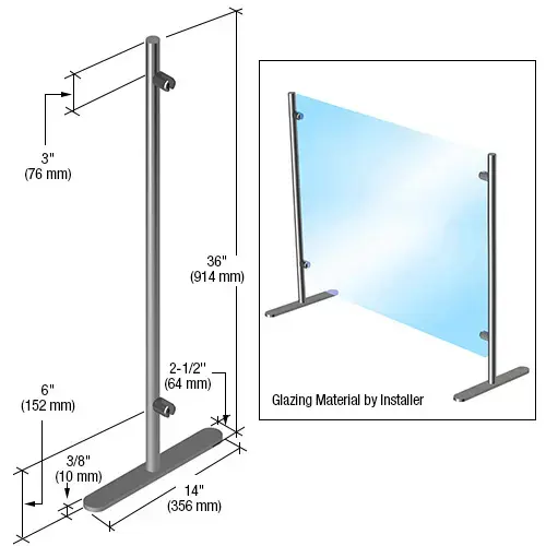 Round Portable Partition End Post, 36" (914 mm) Height x 1" (25 mm) Diameter Brushed Stainless Steel Round Portable Partition End Post, 36" (914 mm) Height x 1" (25 mm) Diameter Brushed Stainless Steel
