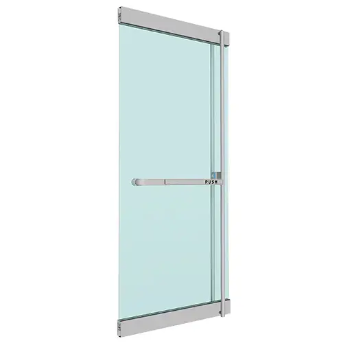 Brushed Stainless Right Hand Reverse Rail Mount Keyed Access "F" Exterior, Top Securing Panic Handle