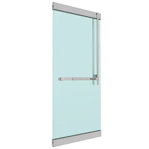 Brushed Stainless Right Hand Reverse Rail Mount Keyed Access "JS" Exterior, Top Securing Panic Handle