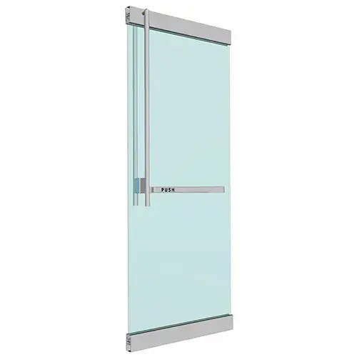 Brushed Stainless Left Hand Reverse Rail Mount Keyed Access "JS" Exterior, Top Securing Panic Handle