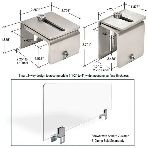 Adjustable Brushed Stainless U-Clamp