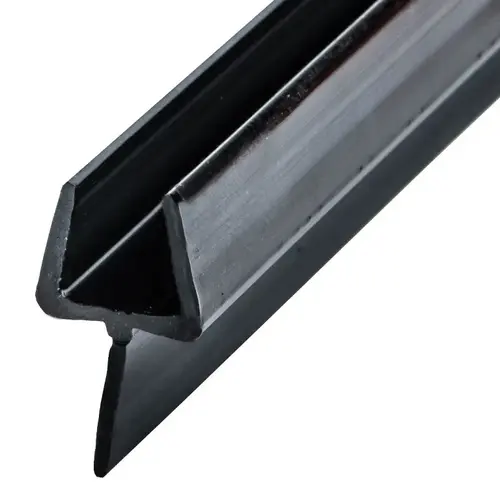 One-Piece Bottom Rail With Black Wipe for 3/8" Glass - 95" Stock Length One-Piece Bottom Rail With Black Wipe for 3/8" Glass - 95" Stock Length