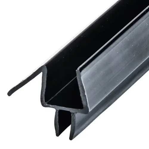 Black Co-Extruded Bottom Wipe with Drip Rail for 1/2" Glass - 95" Stock Length - pack of 25 Black Co-Extruded Bottom Wipe with Drip Rail for 1/2" Glass - 95" Stock Length - pack of 25