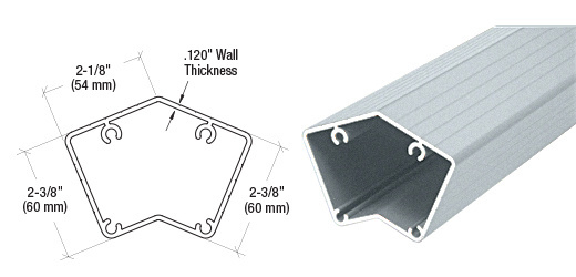 CRL 1P548M Mill 100 Series 48" 135 degree Surface Mount Post Only