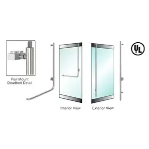 CRL Blumcraft 3D100FS3R1BS Brushed Stainless Right Hand Reverse Rail Mount Keyed Cylinder/Thumbturn "FS" Exterior Top Secured Deadbolt For 3/4" Glass