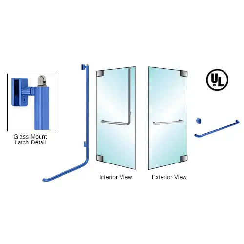 Powder Coat Paint Right Hand Reverse Glass Mount Keyed Access "A" Exterior Top Secured Panic Handle Powder Coat Paint Right Hand Reverse Glass Mount Keyed Access "A" Exterior Top Secured Panic Handle