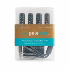 PALE BLUE EARTH LLC PB-AAA-C Rechargeable AAA Batteries, USB Cable pack of 4