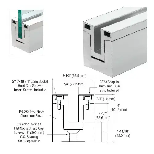 Satin Anodized RG500 Series Two Piece Base Shoe Satin Anodized RG500 Series Two Piece Base Shoe