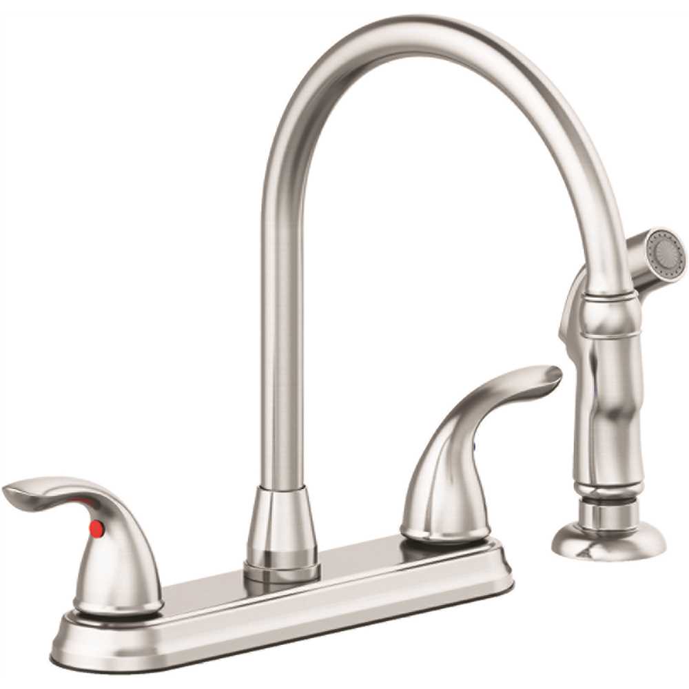 Xiamen Lota International Co., Ltd. 67710W-1008D2 Westlake Double-Handle Kitchen Faucet with Side Spray in Stainless Steel