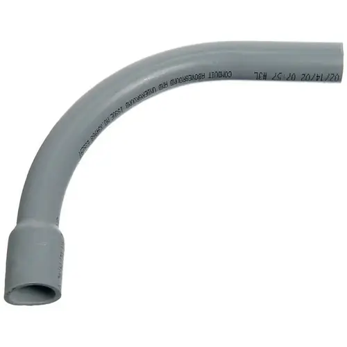Conduit Elbow, 90 deg Angle, 24 in Radius, 2-1/2 in Plain End, PVC, Gray