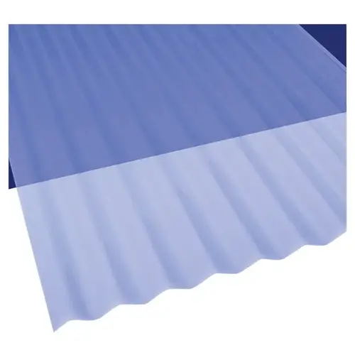 Corrugated Roofing Panel, 8 ft L, 26 in W, PVC, Clear Blue - pack of 10