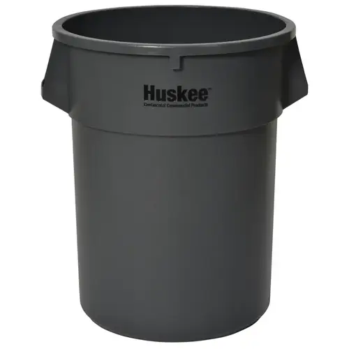 Trash Receptacle, 32 gal Capacity, Plastic, Gray
