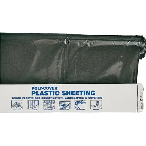 Poly Film, 100 ft L, 6 ft W, Black