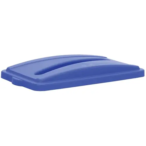 Wall Hugger Receptacle Lid with Slot, Plastic, Blue Wall Hugger Receptacle Lid with Slot, Plastic, Blue
