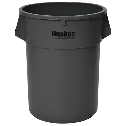 Trash Receptacle, 55 gal Capacity, Plastic, Gray