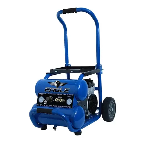 Eagle Silent Series Portable Air Compressor, Tool Only, 5.5 gal Tank, 1.5 hp, 115 VAC, 125 psi Pressure Eagle Silent Series Portable Air Compressor, Tool Only, 5.5 gal Tank, 1.5 hp, 115 VAC, 125 psi Pressure