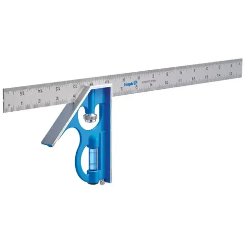 Level True Blue Combination Square, 16 in, 1/16 in, Stainless Steel Level True Blue Combination Square, 16 in, 1/16 in, Stainless Steel