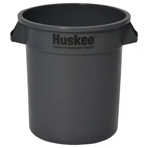 Trash Receptacle, 10 gal Capacity, Plastic, Gray