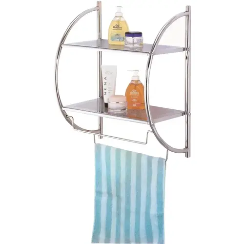 Bathroom Rack, 8.8 lb Each Shelf, 8.8 lb Each Towel Rack Max Weight Capacity, 1-Shelf, Metal Silver Bathroom Rack, 8.8 lb Each Shelf, 8.8 lb Each Towel Rack Max Weight Capacity, 1-Shelf, Metal Silver