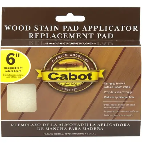 Wood Stain Pad Applicator Refill, 6 In.
