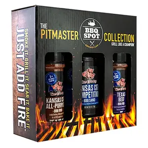 BBQ Spot OW89073 Pitmaster, Three Little Pigs BBQ Series BBQ Gift Pack, 3 lb