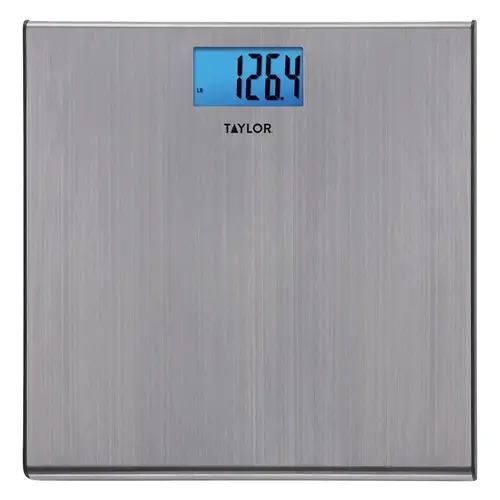 Taylor Bathroom Scale, 440 lb Capacity, LCD Display, Silver