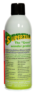 Superzilla AP10-300-1A Superzilla The Green Wonder Product Penetrating Oil for Chains Hinges and Gears Aerosol 10.14 oz Buy Now Superzilla AP10-300-1A Superzilla The Green Wonder Product Penetrating Oil for Chains Hinges and Gears Aerosol 10.14 oz Buy Now