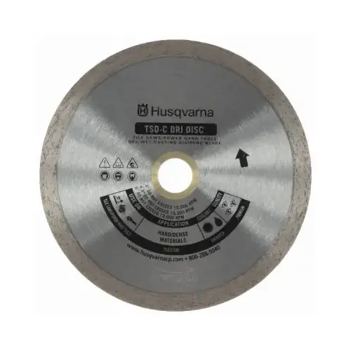 Continuous Rim Diamond Saw Blade Tacti-Cut Dri Disc 10" D X 5/8" S