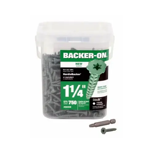 Cement Board Screws No. 9" X 1.25" L Star Flat Head Serrated Climacoat Cement Board Screws No. 9" X 1.25" L Star Flat Head Serrated Climacoat