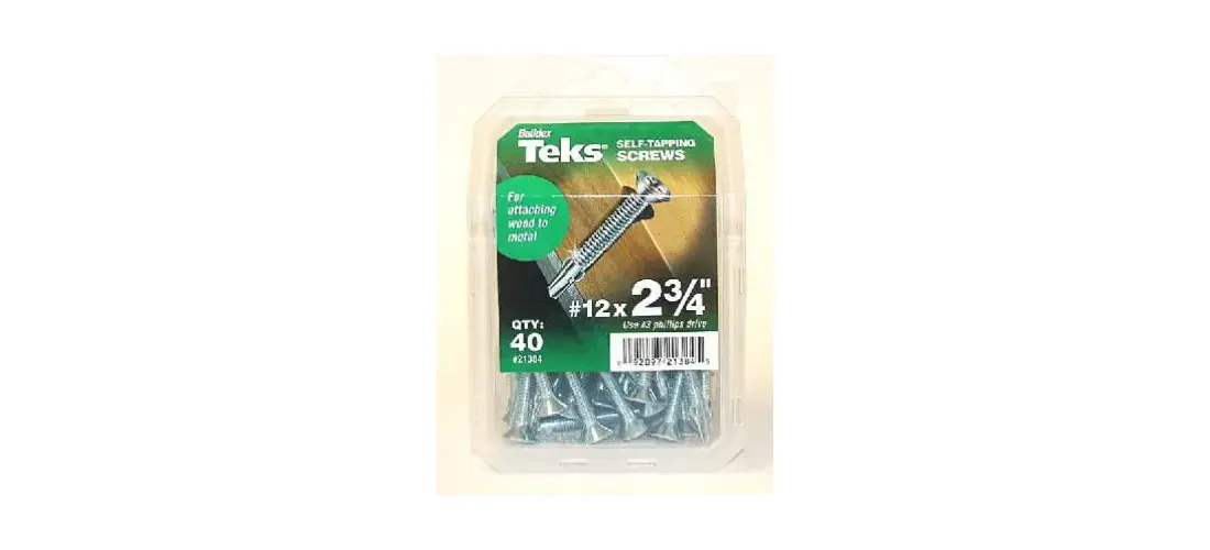 Teks 21384 Screw, #12 Thread, 2-3/4 in L, Coarse Thread, Flat Head Teks 21384 Screw, #12 Thread, 2-3/4 in L, Coarse Thread, Flat Head