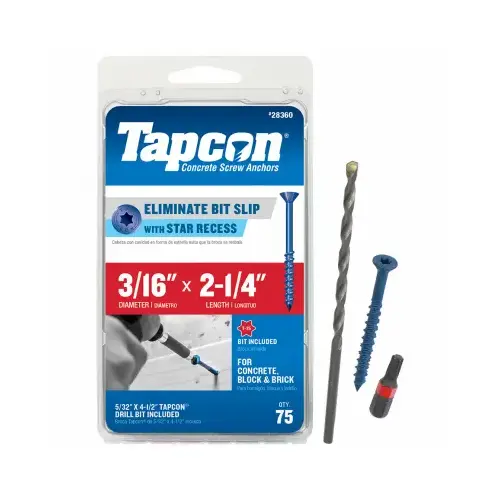 SCREW MASONRY PH 3/16X2-1/4 Climaseal - pack of 75 SCREW MASONRY PH 3/16X2-1/4 Climaseal - pack of 75