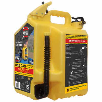 SureCan SUR5SFD2 5 Gal. Plastic Diesel Safety Fuel Can, Yellow