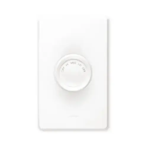 Rotary Control Switch, 1.5 A, 120 V, Quiet Actuator, Plastic, Ivory/White