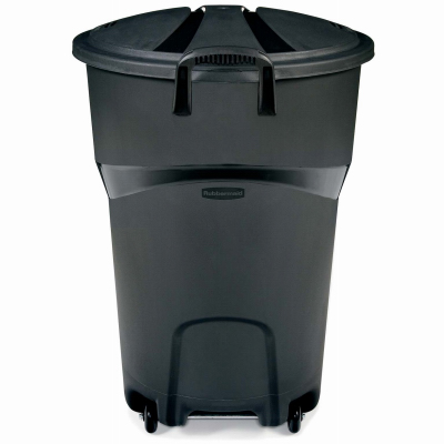 Rubbermaid 1878129 Roughneck Wheeled Trash Can, w/ Lid, 32 Gallons Black