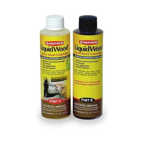 LiquidWood Wood Filler, Liquid, Faint, Slightly Aromatic Part A, Irritating Ammonia Part B, Clear, 12 oz