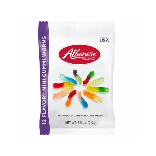 Gummi Candy Mini Worms Blue Raspberry, Grape, Green Apple, Lemon, Lime, Mango, Orange, Pineapple, Pink - pack of 12