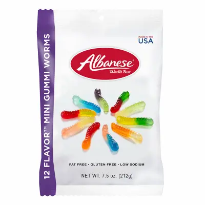 Albanese Gummi Candy Mini Worms Blue Raspberry Grape Green Apple Lemon Lime Mango Orange Pineapple Pink - pack of 12 53350-XCP12 Albanese Gummi Candy Mini Worms Blue Raspberry Grape Green Apple Lemon Lime Mango Orange Pineapple Pink - pack of 12 53350-XCP12