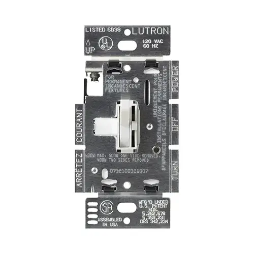 Ariadni Dimmer, 5 A, 120 V, 600 W, Halogen, Incandescent Lamp, 3-Way, White Ariadni Dimmer, 5 A, 120 V, 600 W, Halogen, Incandescent Lamp, 3-Way, White