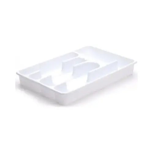 Cutlery Tray 1.75" H X 9" W X 13.5" D Plastic White Cutlery Tray 1.75" H X 9" W X 13.5" D Plastic White