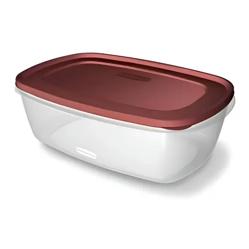 Food Container, 2.5 gal Capacity, Plastic, Clear, 16.6 in L, 11.3 in W, 5-1/2 in H
