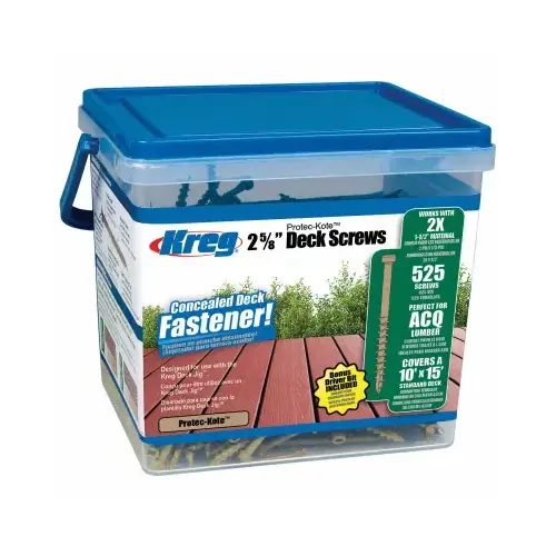 Protec-Kote Deck Screw, 2-5/8 in L, Stainless Steel, Flat Head, KTX Square Drive, Self-Tap Point