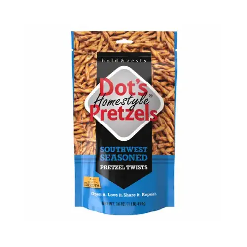 5002- DP Southwest Seasoned Pretzel Twists, Artificial Butter Flavor, 16 oz Bag 5002- DP Southwest Seasoned Pretzel Twists, Artificial Butter Flavor, 16 oz Bag