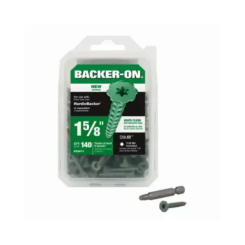 23411 Screw, #10 Thread, Serrated Thread, Flat Head, Square Drive, Gimlet Point, Steel, Zinc Green - pack of 140 23411 Screw, #10 Thread, Serrated Thread, Flat Head, Square Drive, Gimlet Point, Steel, Zinc Green - pack of 140