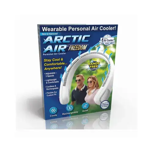 Wearable Air Cooler and Purifier, 3.7 V, 3-Speed, 1 cfm Air, White Wearable Air Cooler and Purifier, 3.7 V, 3-Speed, 1 cfm Air, White