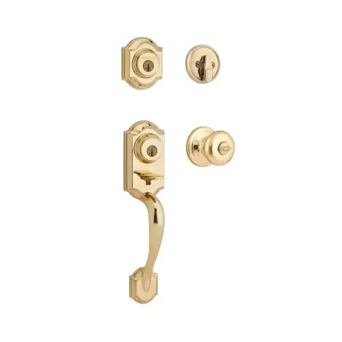 Handleset, 2 Grade, Polished Brass, 2-3/8 x 2-3/4 in Backset, KW1 Keyway, 1-3/4 in Thick Door Handleset, 2 Grade, Polished Brass, 2-3/8 x 2-3/4 in Backset, KW1 Keyway, 1-3/4 in Thick Door